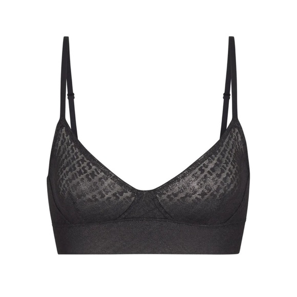 SKIMS LOGO MESH BLACK TRIANGLE BRALETTE - Black | Size XS - Picture 1 of 5